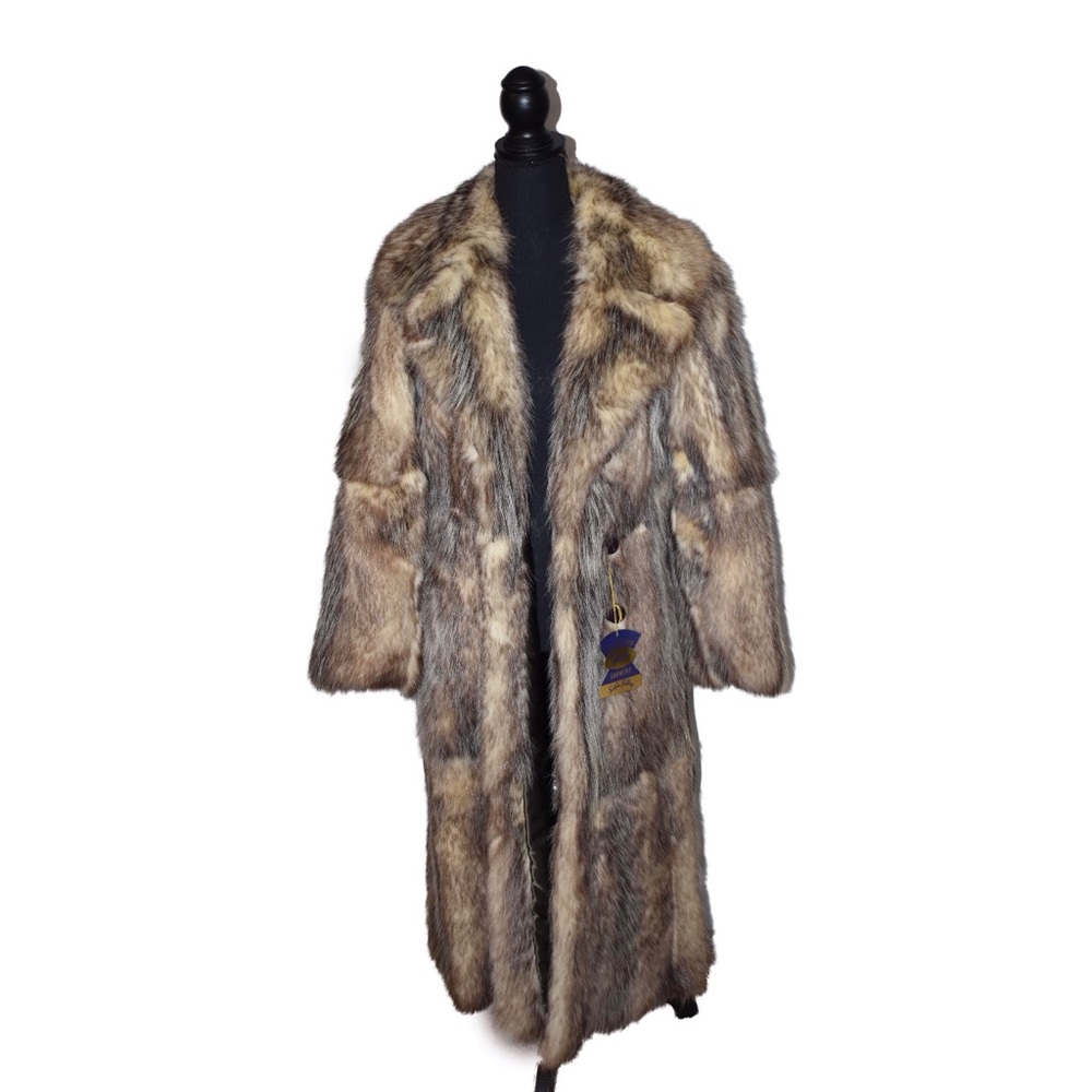 Tan/Black Full Length Fox Fur Coat